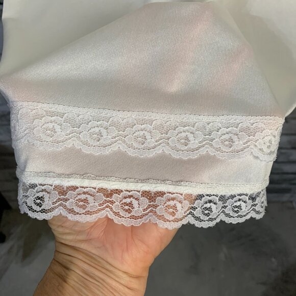 Vintage 90s Satin Lace Trim Hem Square Neck Midi Slip Lingerie Dress Nightgown - Picture 6 of 14